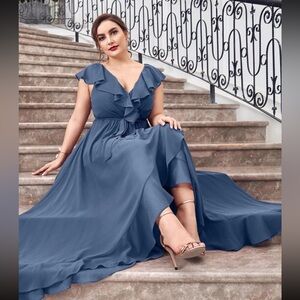 Elegant long blue dress